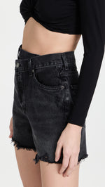 AGOLDE Women's Crisscross Jean Shorts, Hitchhike, Black, 28