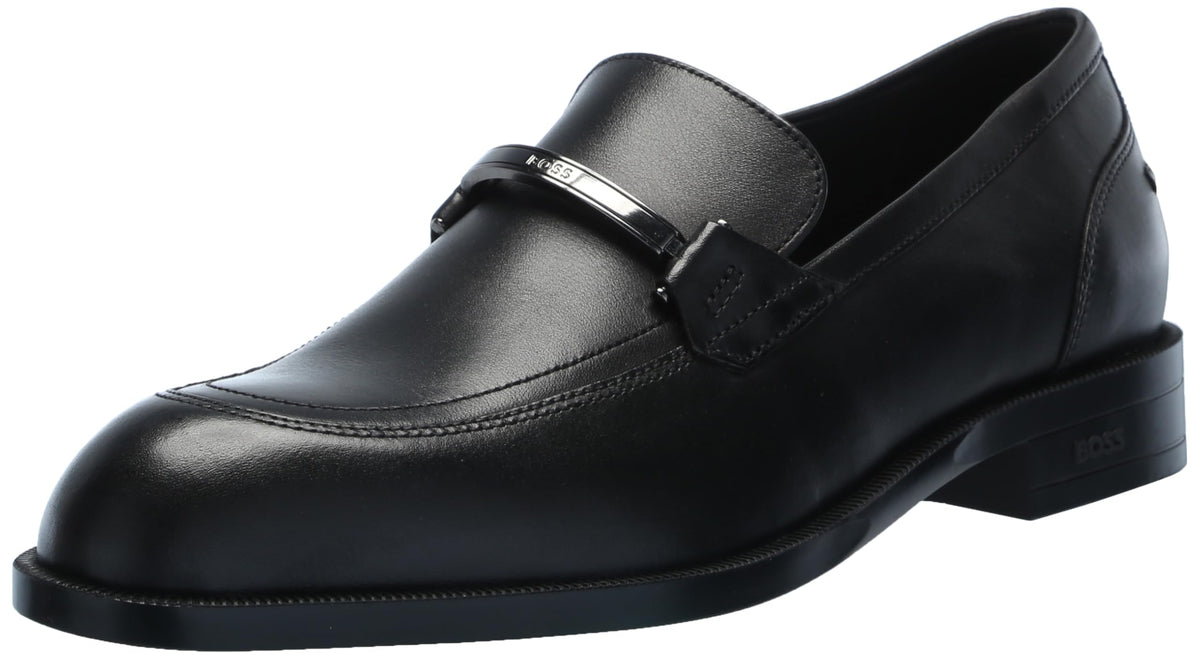 BOSS Tayil Smooth Leather Bit Loafer, Black Currant, 7.5