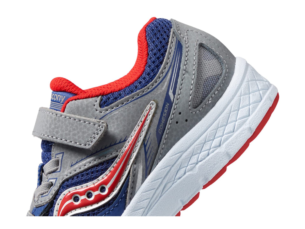 Saucony Cohesion 14 Alternative Closure Running Shoe, NAVY/RED, 4.5 Wide US Unisex Big_Kid