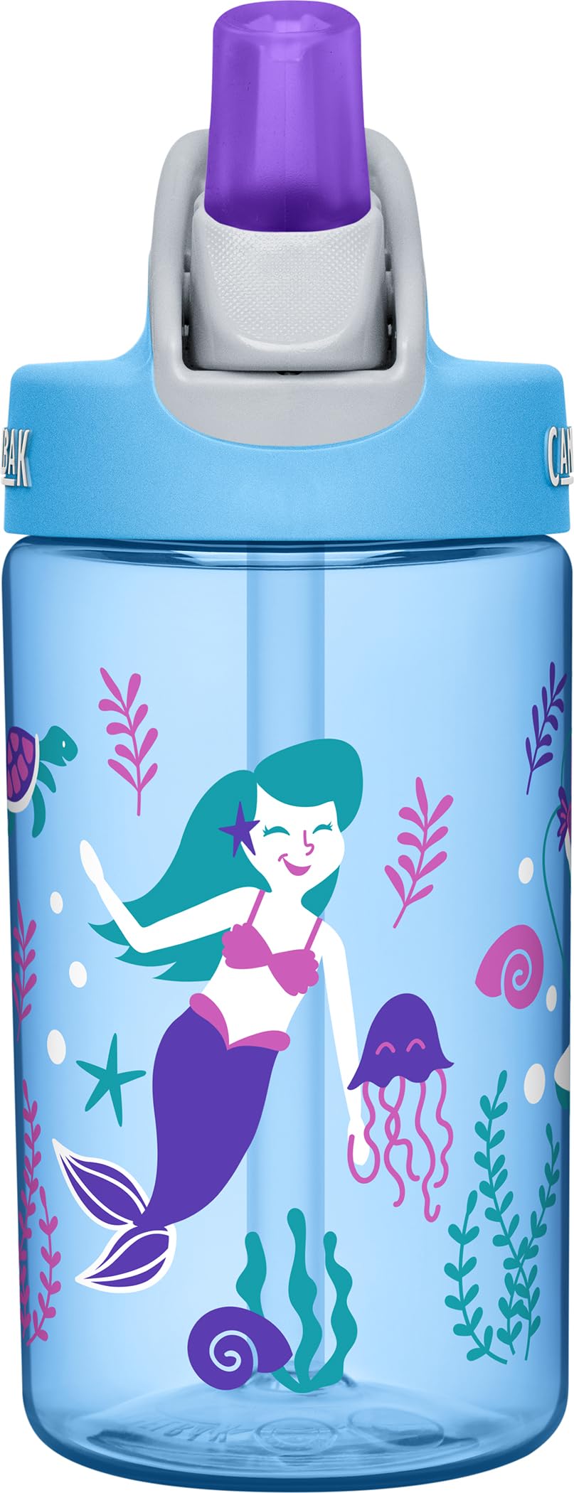 CamelBak Eddy Kids Big Bite Valve Straw Water Bottle Magical Mermaids, 12oz