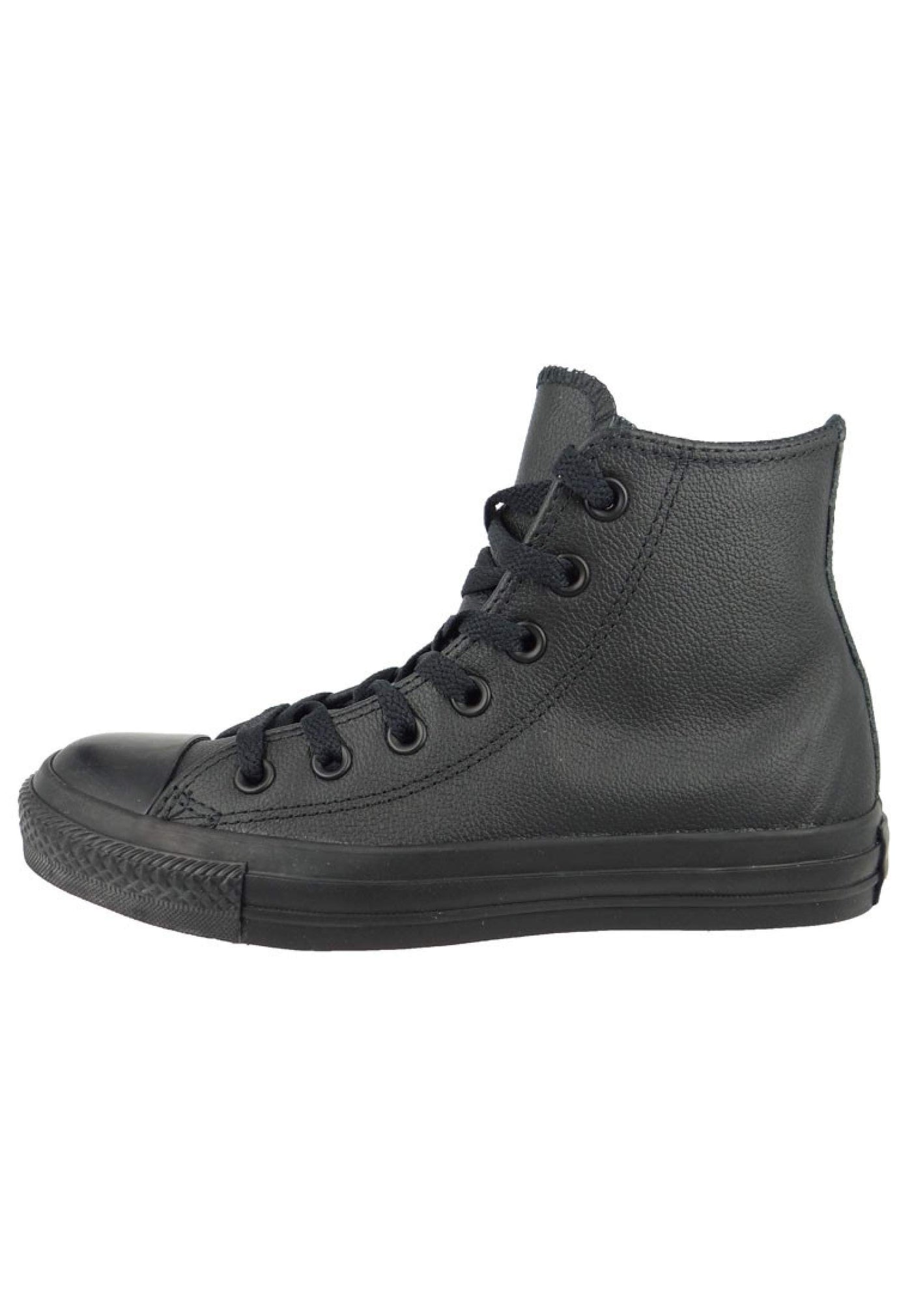 Converse Women's Chuck Taylor All Star Leather Hi Sneaker, Black Mono, 3.5