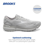 Brooks Women's Ghost 15 Neutral Running Shoe - Oyster/Alloy/White - 12 Wide