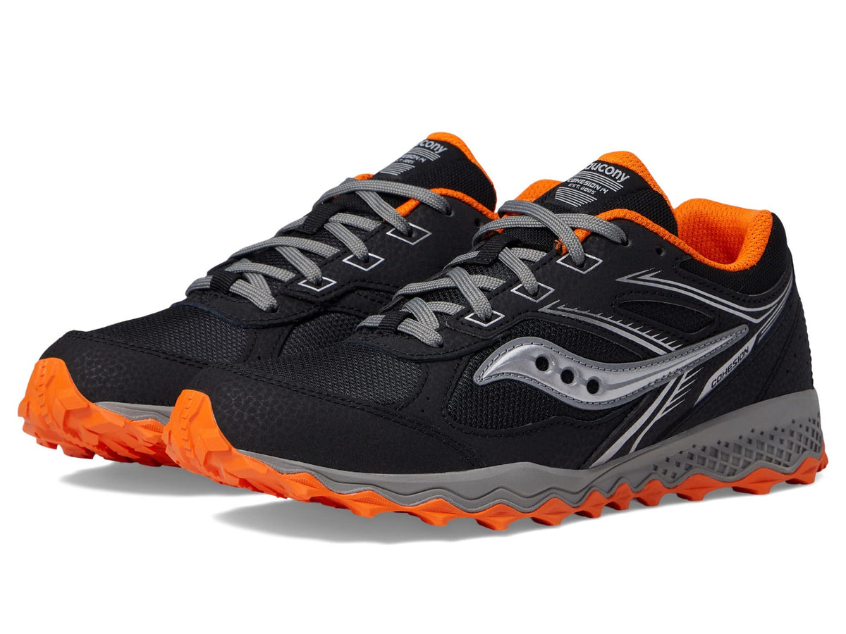 Saucony Cohesion Tr14 Lace to Toe Sneaker, Black/Orange, 3 Wide US Unisex Big_Kid