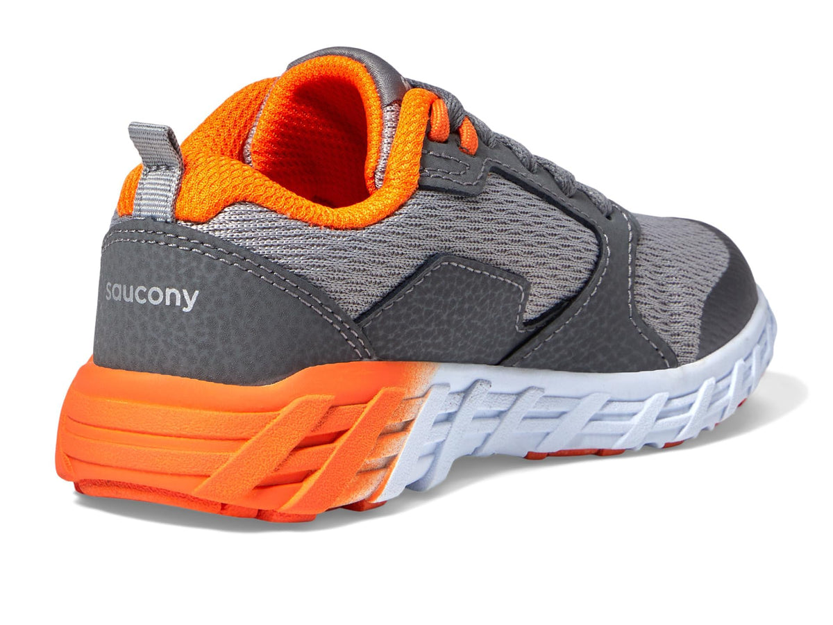 Saucony Wind 2.0 Sneaker, Grey/Orange, 2.5 Wide US Unisex Big_Kid