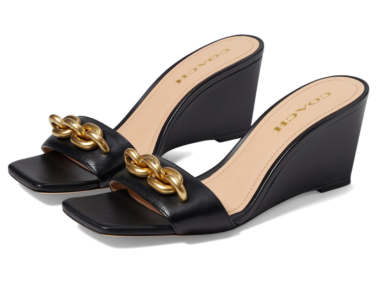 Coach Elsie Leather Wedge Black 8.5 B (M)