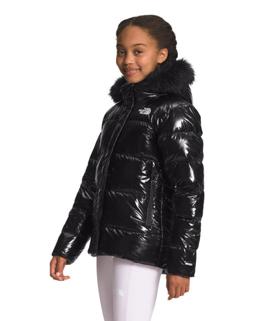 THE NORTH FACE Girls' Printed North Down Fleece-Lined Parka, TNF Black, Large