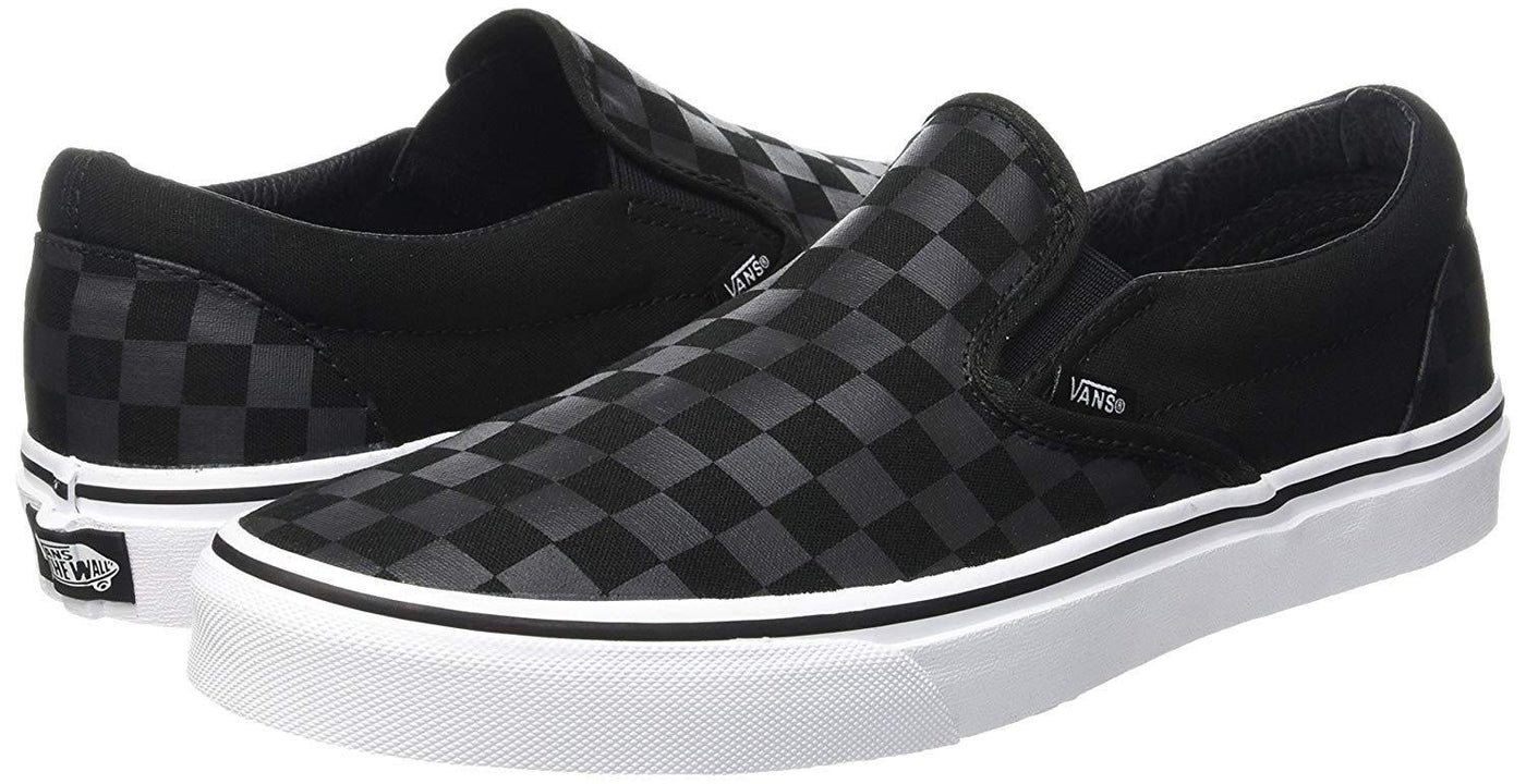 Vans Unisex Classic Slip-On (Checkerboard) Black/Black Skate Shoe 5.5 Men US / 7 Women US