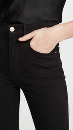 FRAME Women's Le Vintage Bermuda Raw Edge Shorts, Film Noir, Black, 23