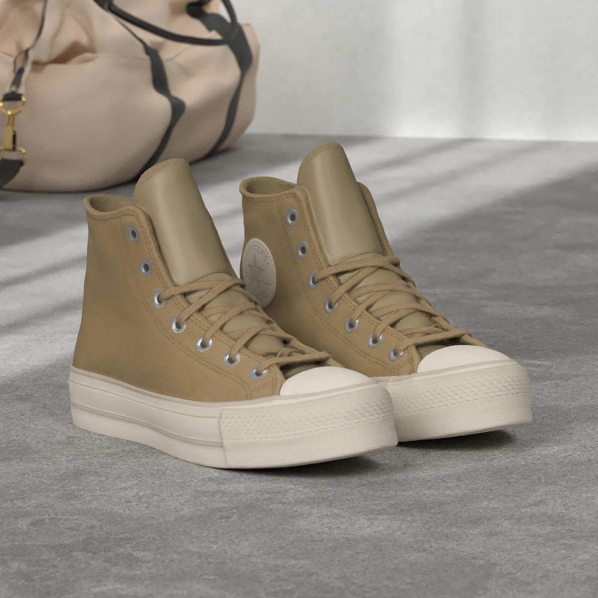 Converse Women's Chuck Taylor All Star Lift Cozy Utility Sneakers, Nomad Khaki/Desert Sand/Egret, Tan, 8 Medium US