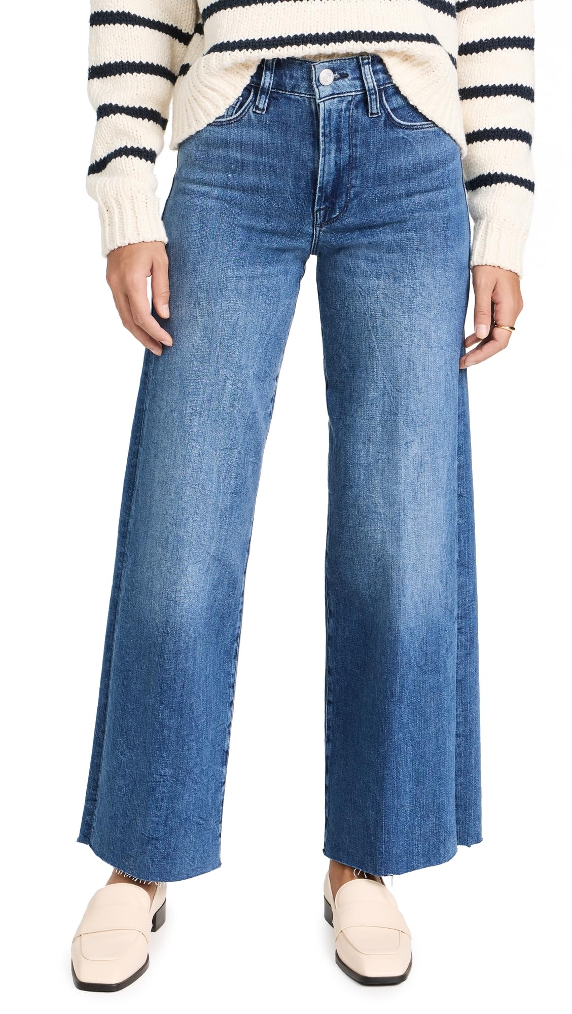 FRAME Women's Le Slim Palazzo Raw After Jeans, Crossings, Blue, 30