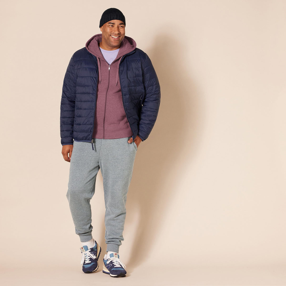 Amazon Essentials Men's Full-Zip Fleece Hoodie (Available in Big & Tall), Purple, Medium