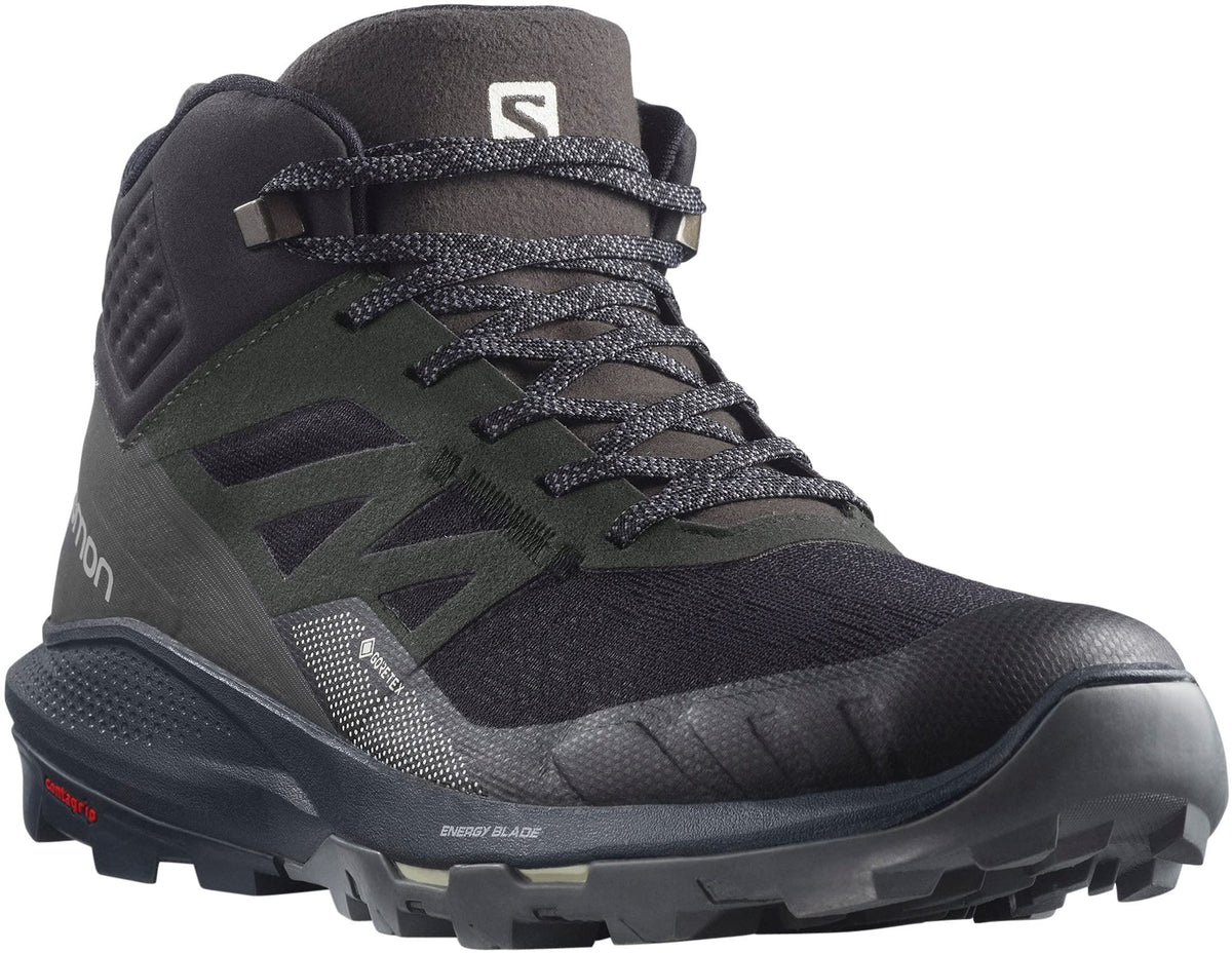Salomon Men's OUTPULSE Mid Gore-Tex Hiking Boots for Men, Black/Ebony/Vanilla Ice, 8