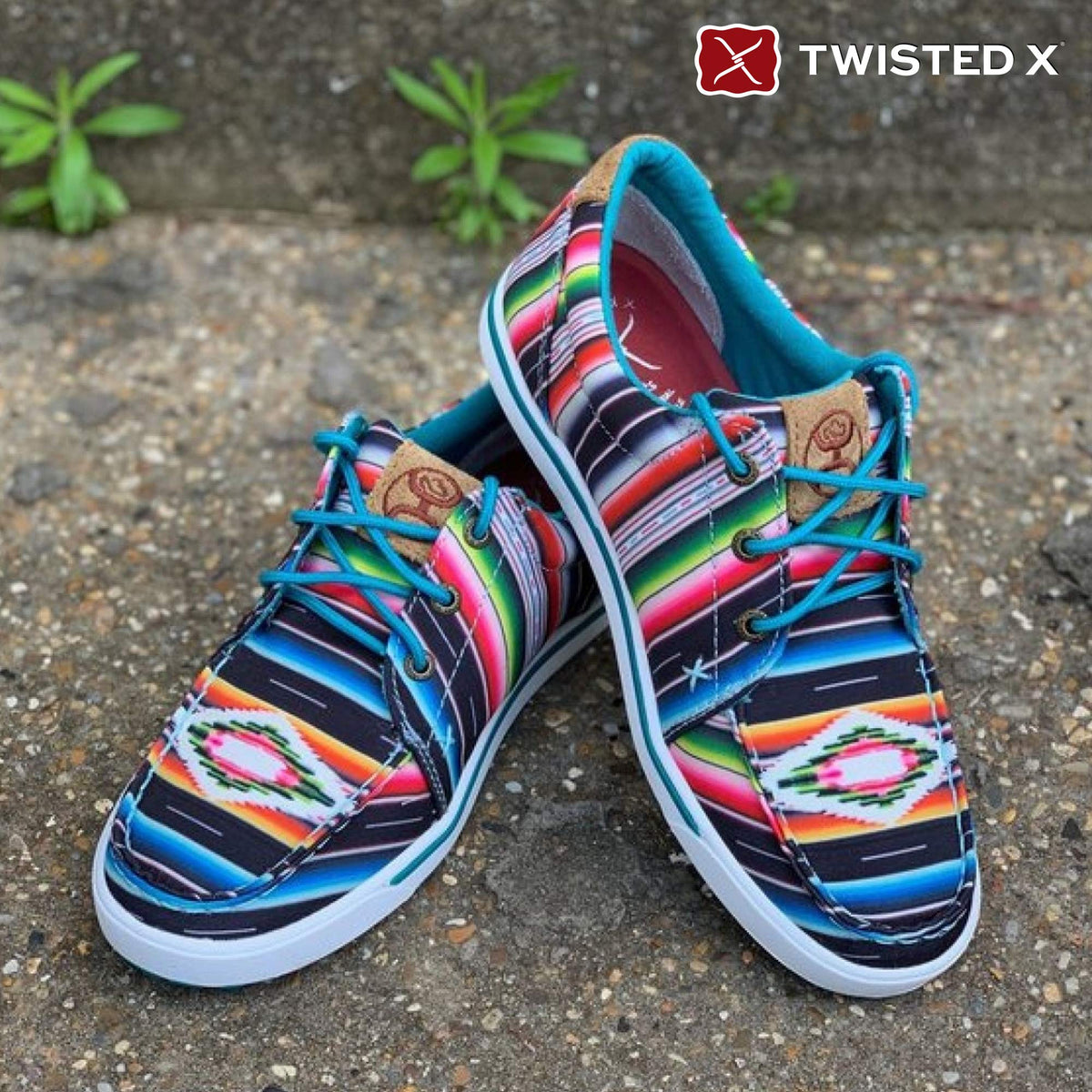 Twisted X Women's Hooey Loper, Moc Toe, Black & Serape, 10 M