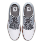 FootJoy Women's Sport Retro Previous Season Style Golf Shoe, White/Grey/Leopard, 9.5