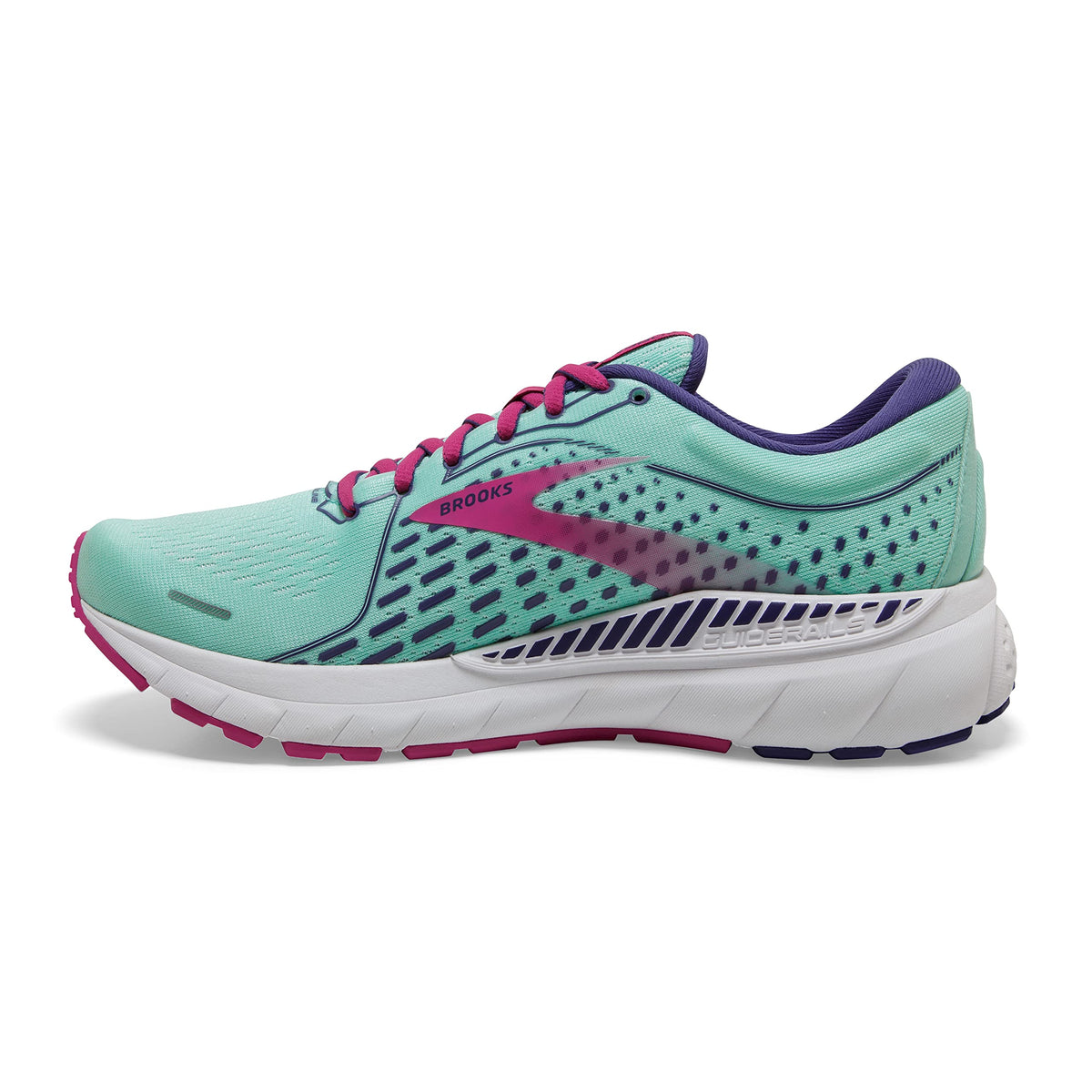 Brooks Women's Adrenaline GTS 21 Supportive Running Shoe - Yucca/Navy Blue/Fuchsia - 6 Medium