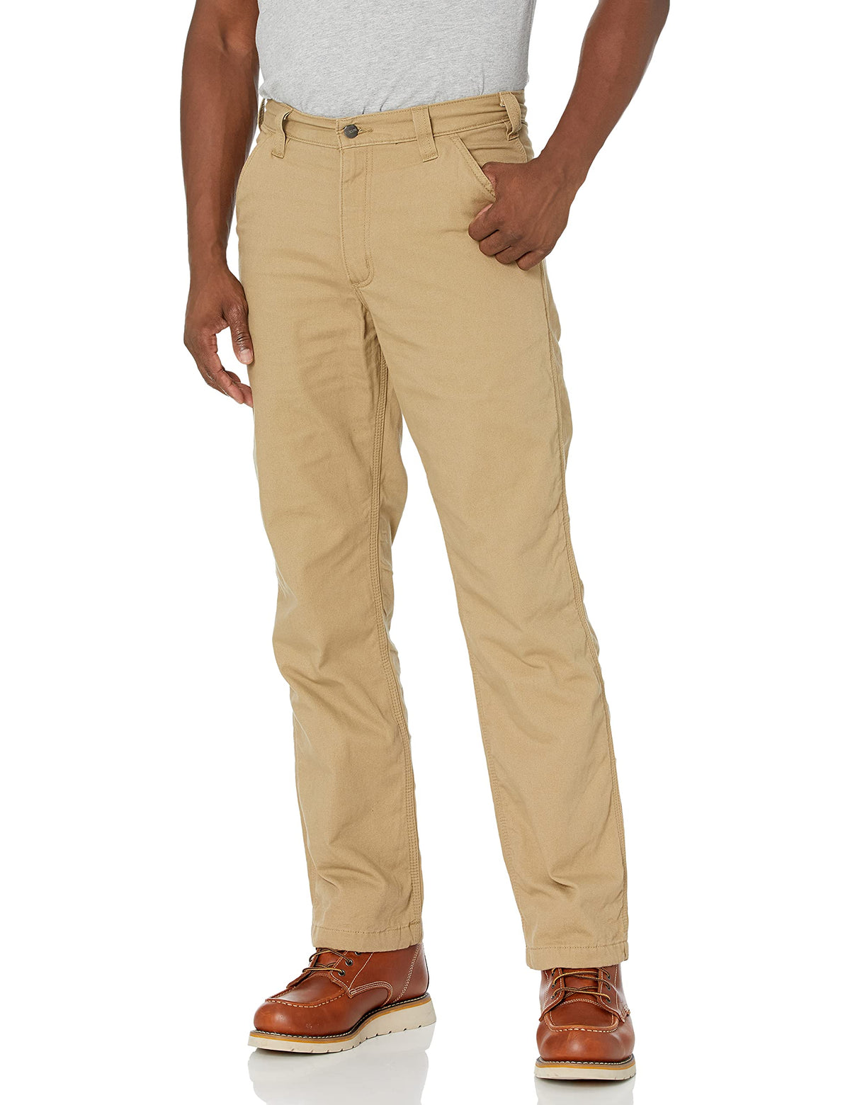 Carhartt Men's Rugged Flex Relaxed Fit Canvas Flannel-Lined Utility Work Pant, Dark Khaki, 33W X 32L