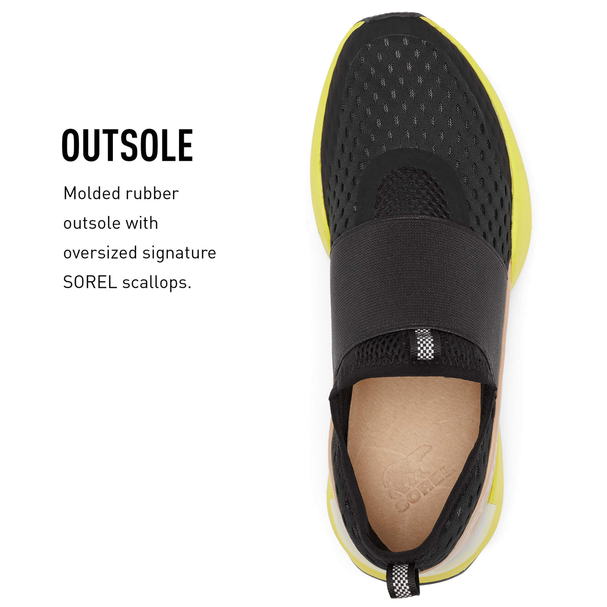 Sorel Women's Kinetic Impact Strap Sneaker - Black, Yellow - Size 8.5