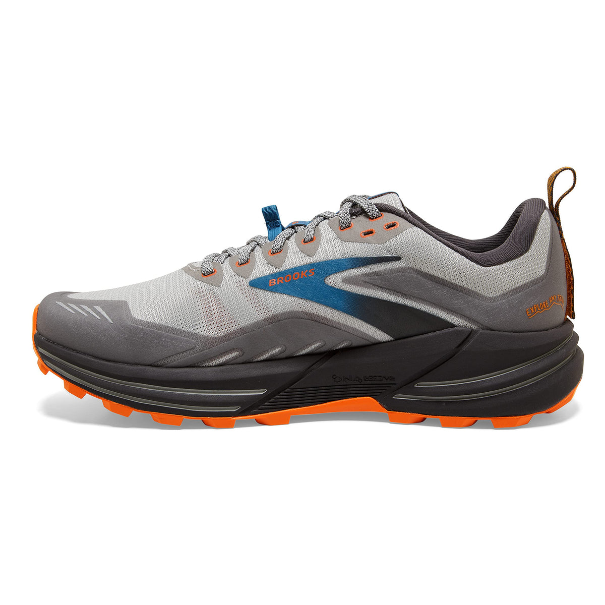Brooks Men's Cascadia 16 Trail Running Shoe - Oyster Mushroom/Alloy/Orange - 15 Medium