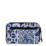 Vera Bradley Women's Cotton Turnlock Wallet With RFID Protection, Island Tile Blue - Recycled Cotton, One Size