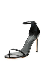 Stuart Weitzman Nudistsong Ankle Strap Sandal Black Patent Leather 11 N