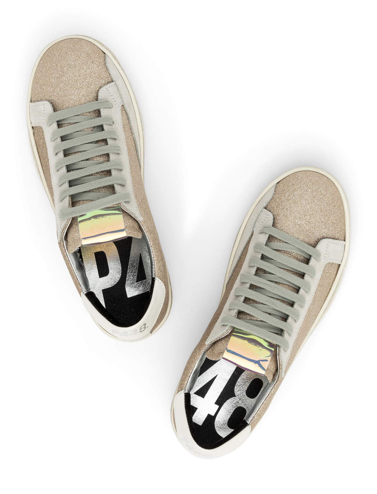 P448 Women's John Platinum Glitter Leather Low-Top Italian Sneaker