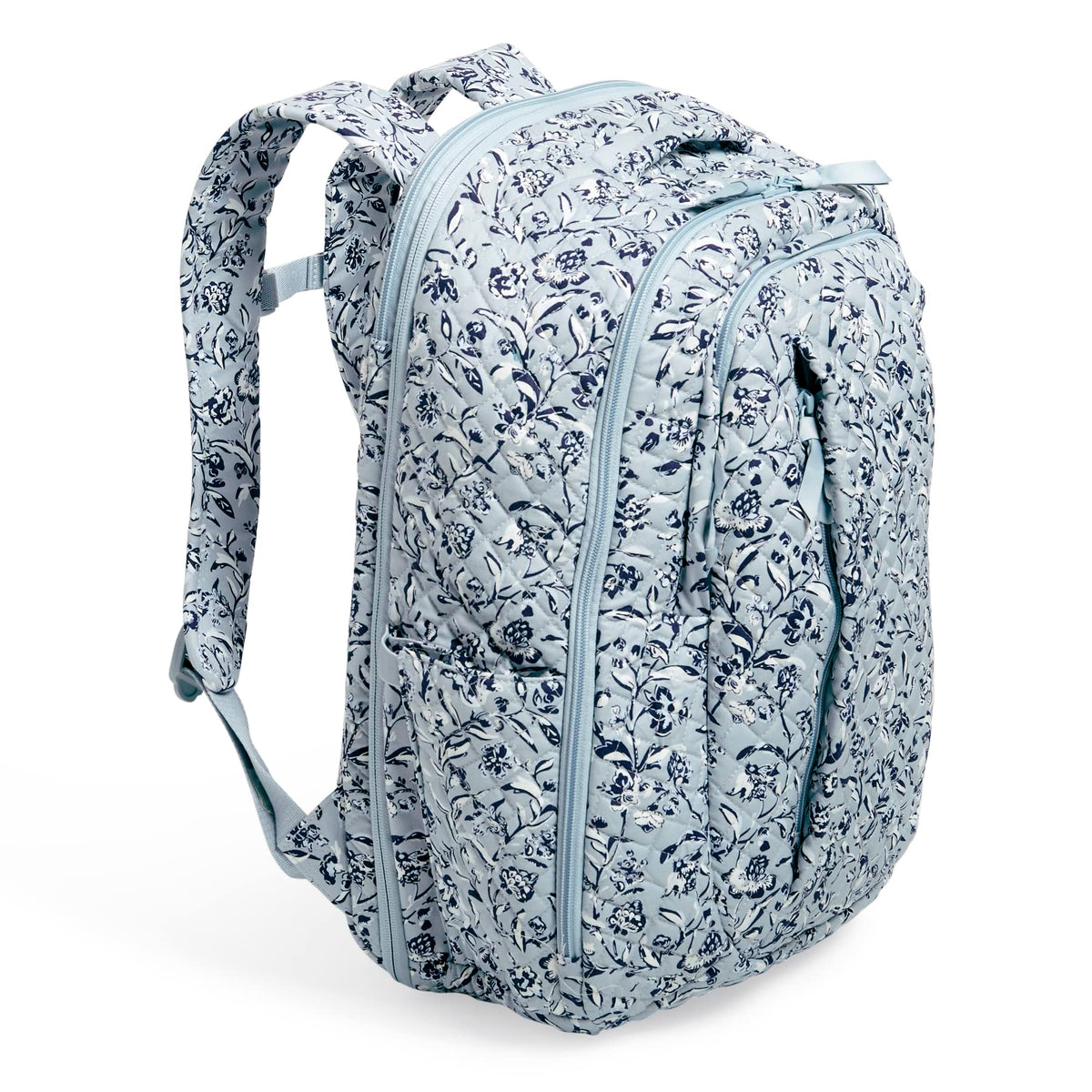 Vera Bradley Women's Cotton Large Travel Backpack Travel Bag, Perennials Gray - Recycled Cotton, One Size