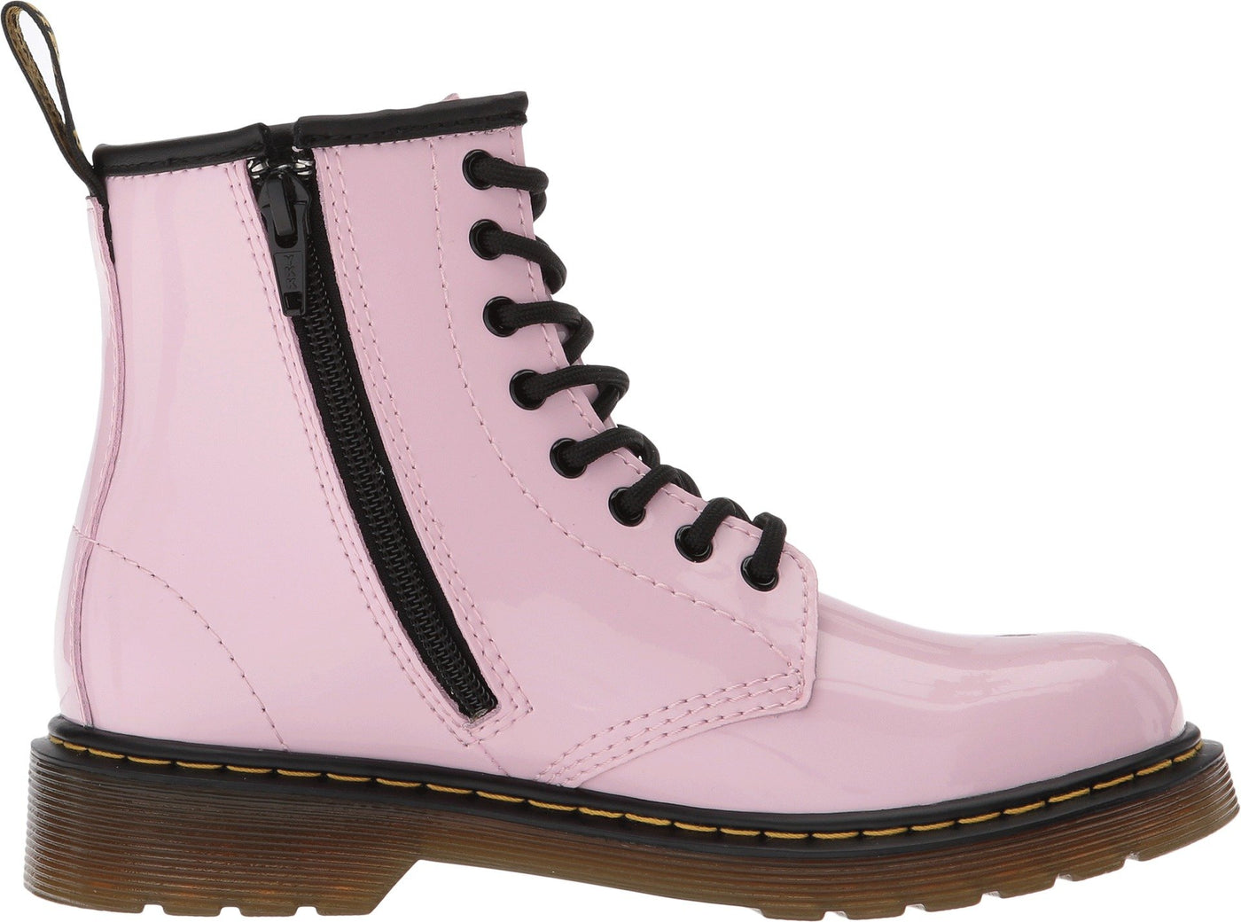 Dr. Martens Kid's Collection Women's Delaney Lace Boot Big, Baby Pink Patent Lamper, 2 UK (US 3 Little Kid) M