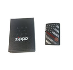 Zippo Lighter- Firefighter Flag Red Line Black Matte Windproof Lighter