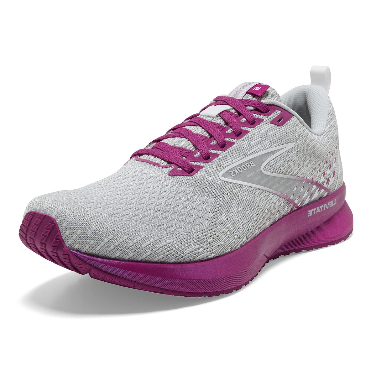 Brooks Women's Levitate 5 Neutral Running Shoe - Grey/Lavender/Baton Rouge - 10 Medium