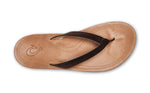 OLUKAI Nonohe Women's Beach Sandal, Premium Full-Grain Leather Flip-Flops, All-Day Support & Breathable Lining, Wet Grip Sole & Easy Slip-On Design 9 Dk Java/Golden Sand