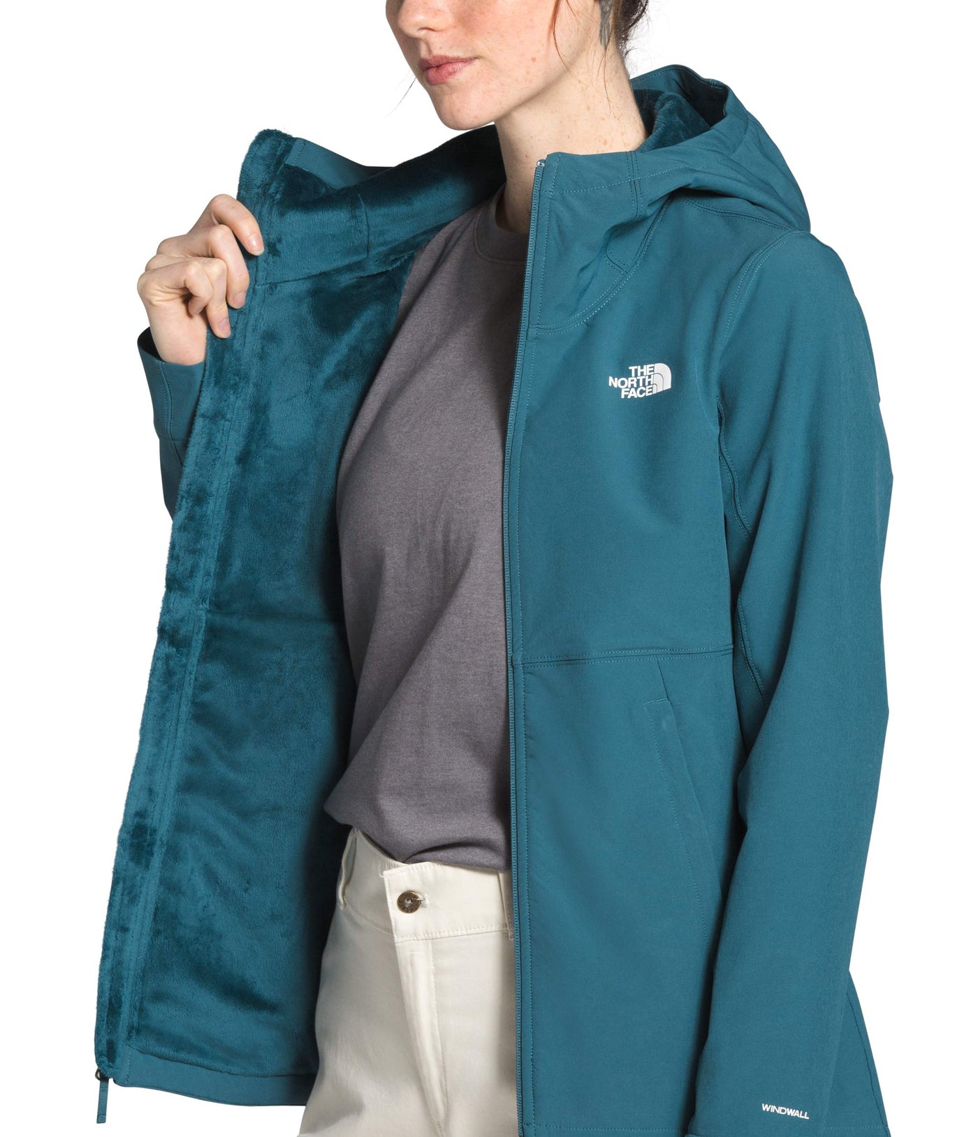 The North Face Shelbe Raschel Hoodie for Women - Wind-resistant Fleece - Durable Water Repellent Finish Mallard Blue MD One Size