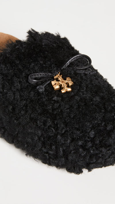 Tory Burch Women's Tory Charm Mammoth Mules, Perfect Black, 9.5 Medium US