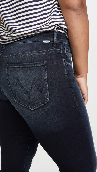 MOTHER Women's High Waisted Looker Ankle Fray Jeans, Last Call, Blue, 29