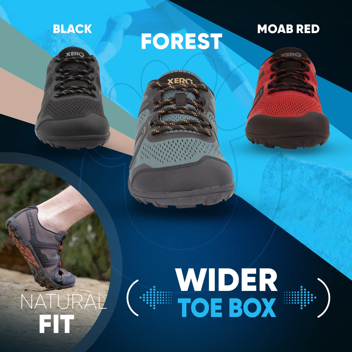 Xero Shoes Men's Mesa Trail Barefoot Trail Run Shoes, Forest, 9.5