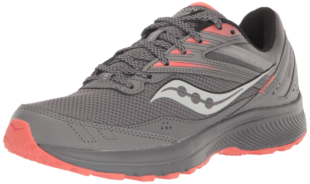Saucony Women's Cohesion TR15 Trail Running Shoe, Charcoal/Coral, 7.5