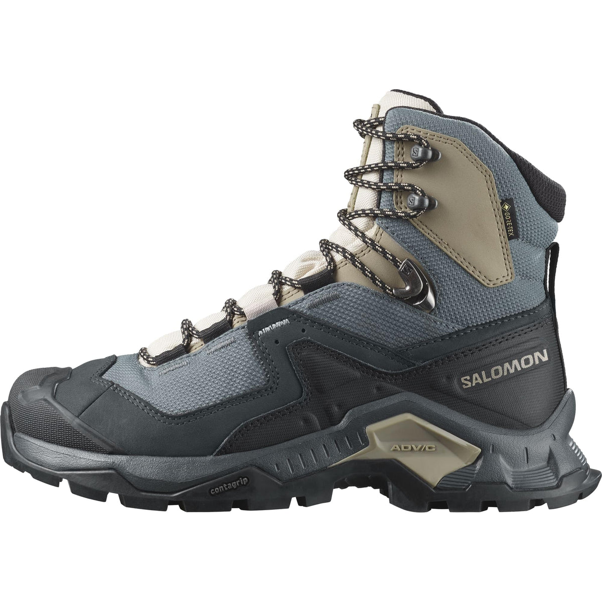 Salomon Women’s Quest Element Gore-Tex, Waterproof Neutral Leather Hiking Boots - Ebony/Rainy Day/Stormy Weather - 6