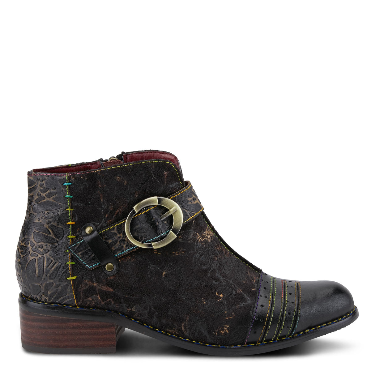 Spring Step L'Artiste Women's Georgiana Leather Combo Bootie Black Multi EU 38 / US 7.5-8