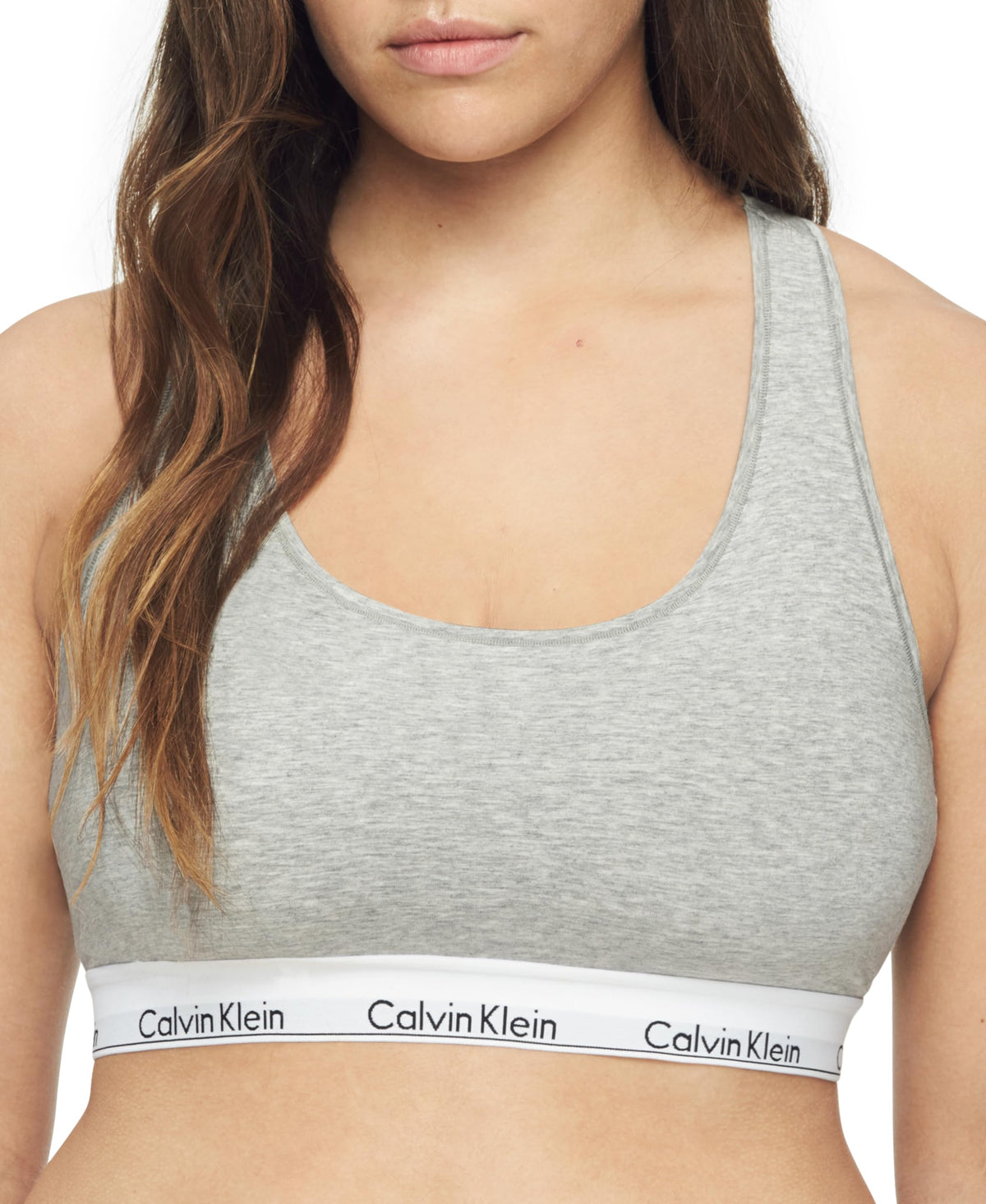 Calvin Klein Modern Cotton Unlined Wireless Bralette, Grey Heather, Medium