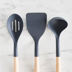 GreenLife Cooking Tools and Utensils, 7 Piece Nylon and Wood Kitchen Set with Ceramic Crock Holder, Heat Resistant Spatula and Spoons, BPA-Free, Black