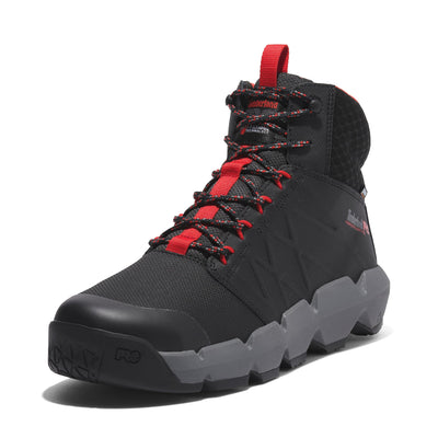 Timberland PRO Men's Morphix 6 Inch Composite Safety Toe Waterproof Industrial Casual Sneaker Boot, Black/Red, 13