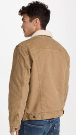 Levi's Men's Sherpa Trucker Jacket, Washed Cougar Canvas, Tan, L