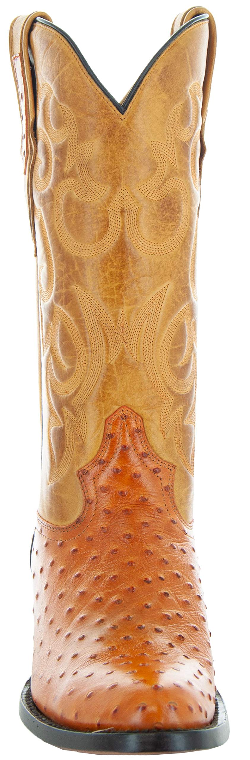 Soto Boots Men's Ostrich Print Cowboy Boots H7002 (Mantequilla, 11)