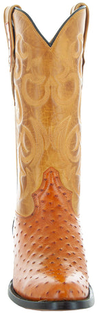 Soto Boots Men's Ostrich Print Cowboy Boots H7002 (Mantequilla, 11)