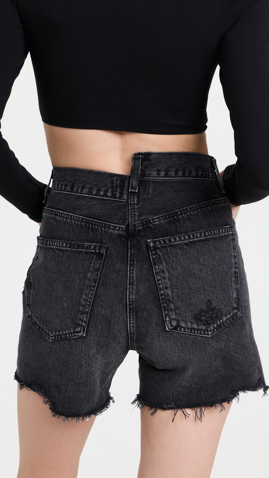 AGOLDE Women's Crisscross Jean Shorts, Hitchhike, Black, 28