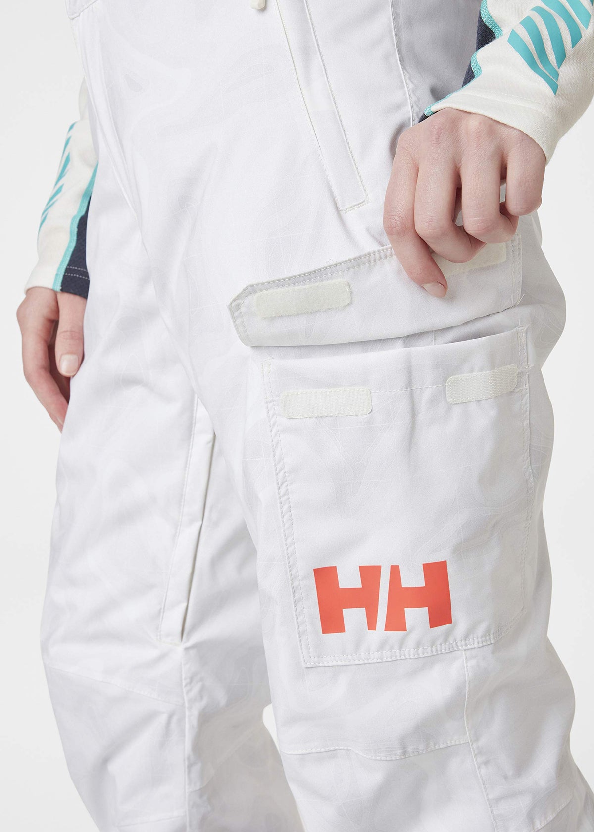 Helly-Hansen Womens Switch Cargo Insulated Waterproof Ski Pant, 047 Snow Nmm Map, Large