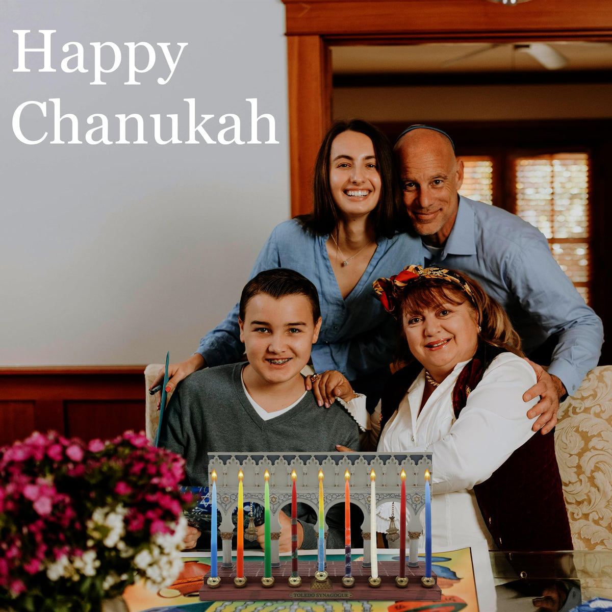 Majestic Giftware Ceramic Chanukah Candles - Butterfly & Floral Menorah (RM-MEN24) | Fits Standard Candles | Durable & Long-Lasting Quality | Hanukkah Menorah (12" x 4" x 4")