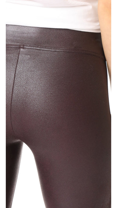 SPANX Women's Ready-to-Wow Faux Leather Leggings, Wine, Large