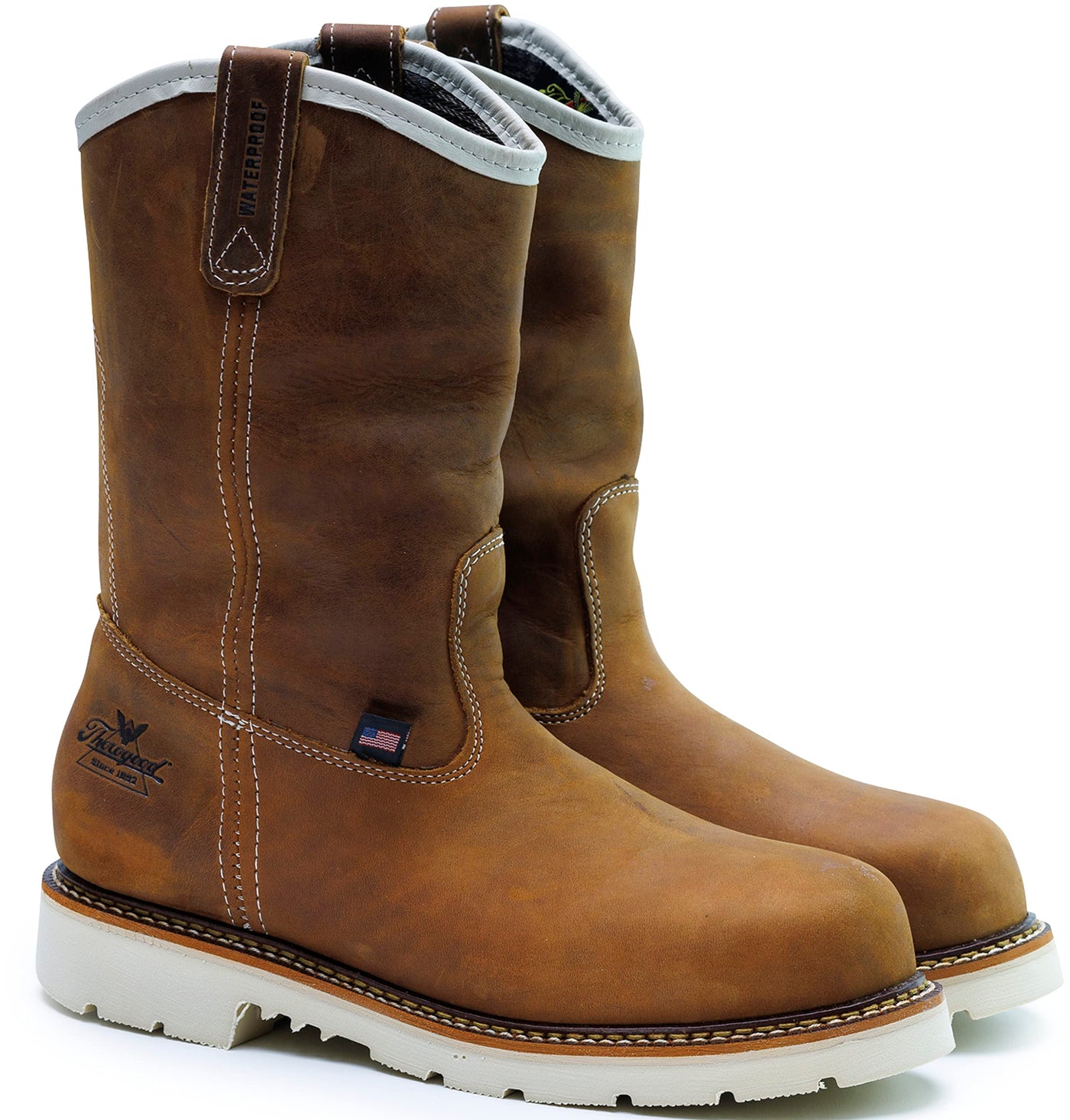 Thorogood American Heritage 11” Waterproof Steel Toe Wellington Boots for Men Made from Premium Leather with Slip-Resistant Heel Outsole and Comfort Insole, Crazyhorse - 7.5-2E