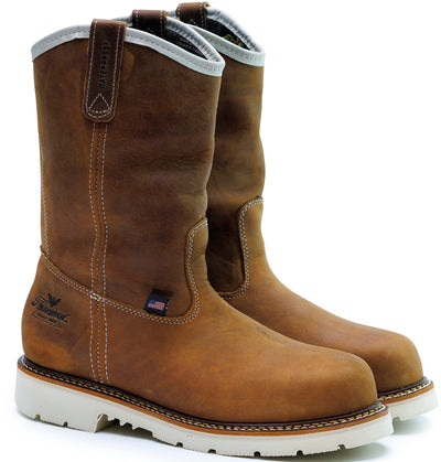 Thorogood American Heritage 11” Waterproof Steel Toe Wellington Boots for Men Made from Premium Leather with Slip-Resistant Heel Outsole and Comfort Insole, Crazyhorse - 7.5-2E
