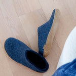 GLERUPS Slip On Slippers Women and Men with Rubber Sole | Unisex Slip-on Wool Slipper Shoes Women Men | Comfy Outdoor Indoor Slippers 7.5-8 Women/7.5-8 Men Blue